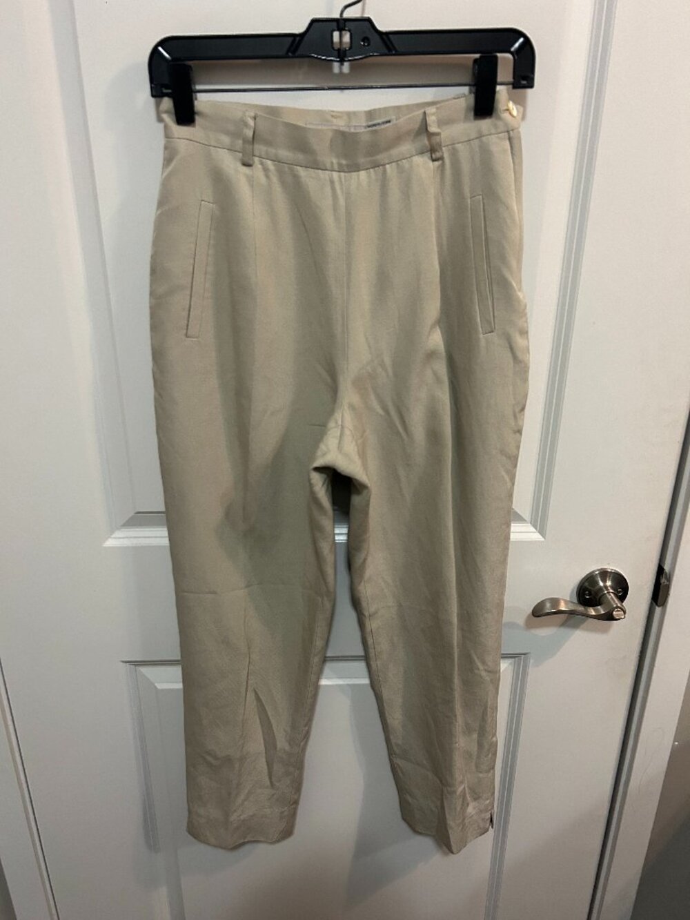 Eddie Bauer AKA Silk Cotton Blend Pants Womens Petite 6 Beige Career Work